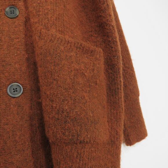 Madewell Cowen Cardigan Sweater Oversized Knit in Burnt Orange Extra Small - Picture 8 of 13